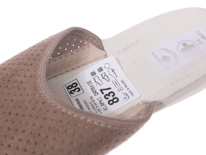 Pantofle tekstylne damskie Skarbek D837 brązowe rozm.36-41