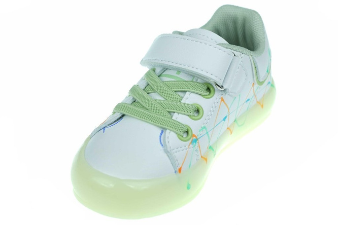 Buty sportowe dziecięce na świecącej podeszwie Apawwa ANC57GR biało zielone rozm.21-25