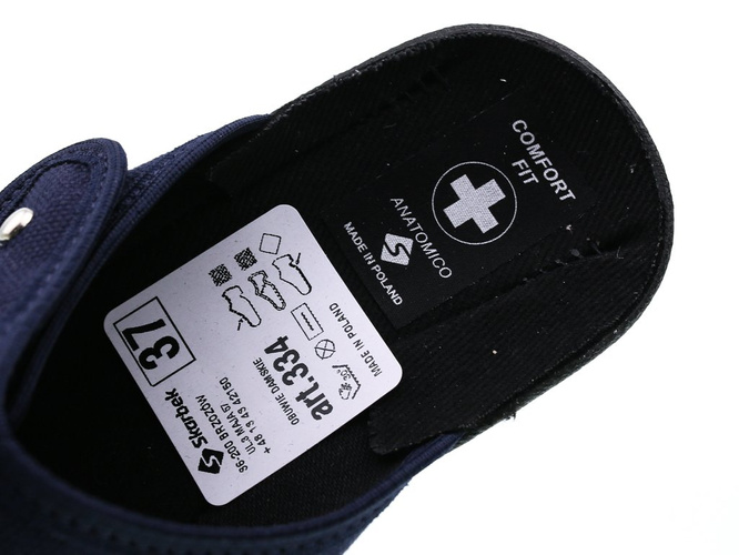 Pantofle tekstylne damskie Skarbek D334GR granatowe rozm.36-41