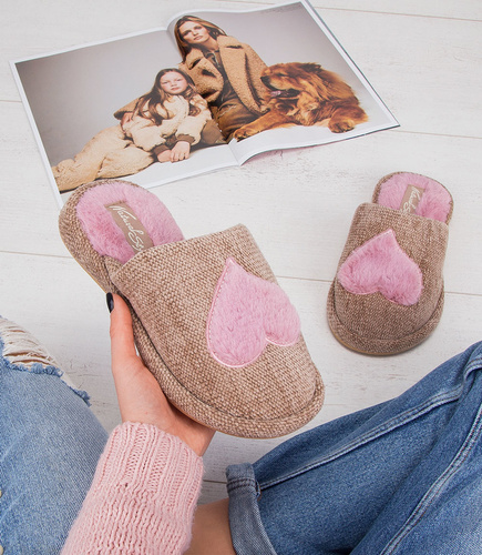 Women’s Slippers Meteor DV239 HEART beige sizes 36-40