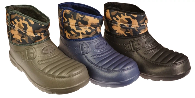 Men’s snow boots Minke M4773-8 in black, gray, and navy blue, available in sizes 41–47.