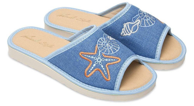 Women's slippers Meteor DV052 SHELL blue, gray and brown size 36-41