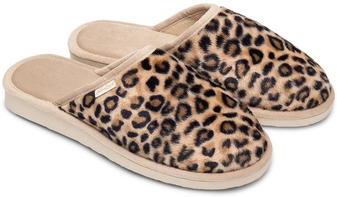 Pantofle damskie Meteor DV070 PANTERKA czarne i beżowe rozm.36-40