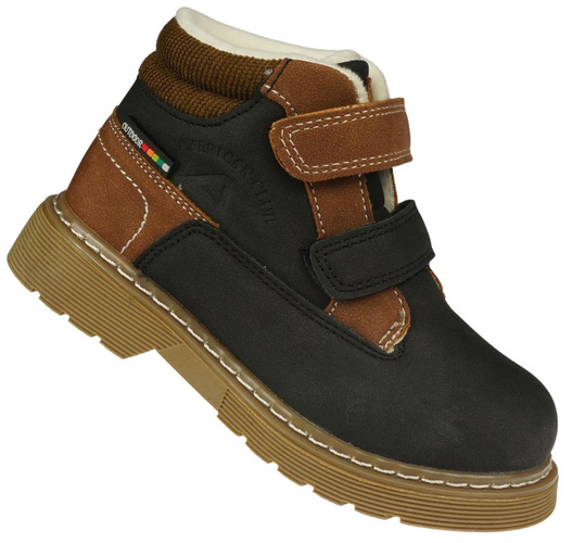 American Club BES-144 children's winter shoes, black and navy blue, sizes 25-29