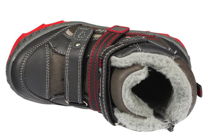 Buty zimowe dziecięce American Club B-87326 popielate i czarne rozm.24-28