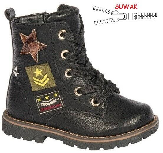 Children's winter shoes American Club BAB-17182E black and navy blue, size 27-31