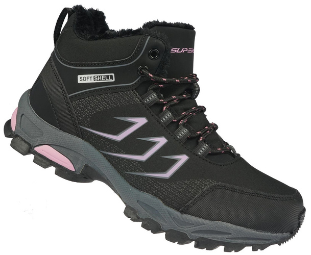Buty trekkingowe młodzieżowe Superun D8635-23BLPI czarno-różowe rozm.38