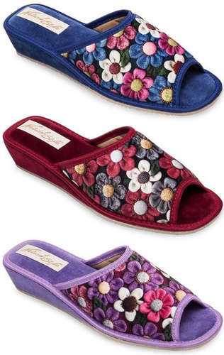 Pantofle damskie Meteor DV065 STOKROTKA czerwone, granatowe i fioletowe rozm.36-40