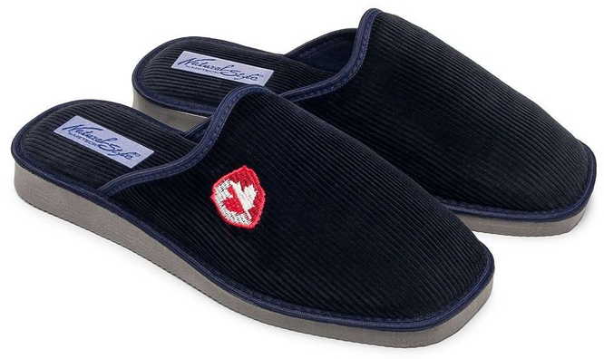 Pantofle męskie Meteor MV251 SZYMON SZTRUKS granatowe i popielate rozm.40-45