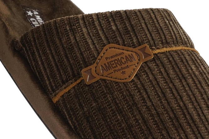 American Club MSL-15 men's textile slippers, brown and gray, sizes 41-45
