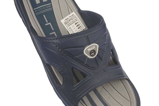 Klapki basenowe męskie Yalli MH968-1 czarne i granatowe rozm.41-47