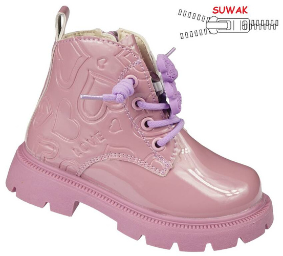 Buty zimowe dziecięce Bessky AB2666-3ADKPU różowe rozm.22-27