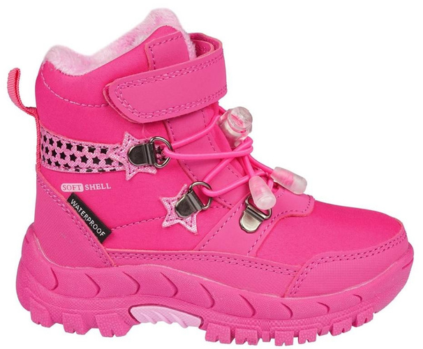 Children's winter shoes American Club AHL-68-22 pink and gray, size 22-26