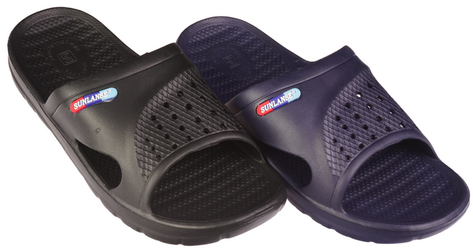 Sunlanse MH365-4 Men’s Pool Slides – Black and Navy Blue, Sizes 42–44