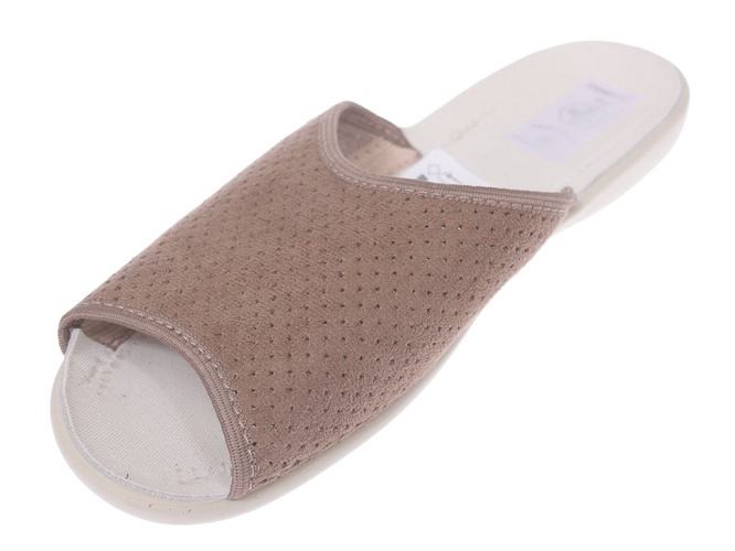 Pantofle tekstylne damskie Skarbek D837 brązowe rozm.36-41