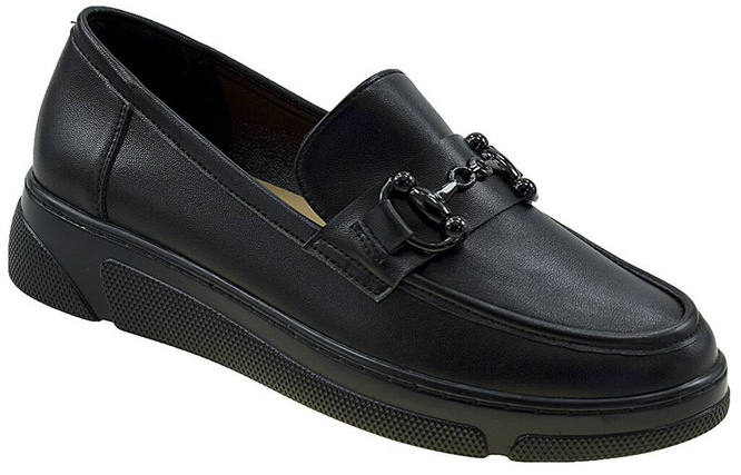 Sandway DD5510-1CZ women's moccasins, black, sizes 36-41