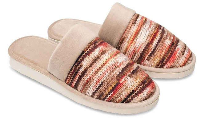 Pantofle damskie Meteor DV077 IWONA granatowe, beżowe i różowe rozm.36-40