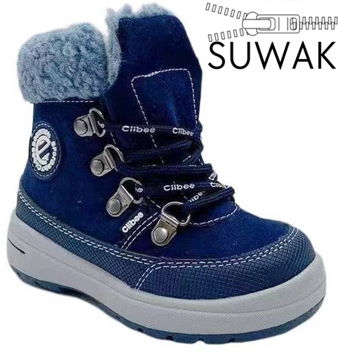Children's winter shoes Clibee AH-188BU navy blue size 21-26