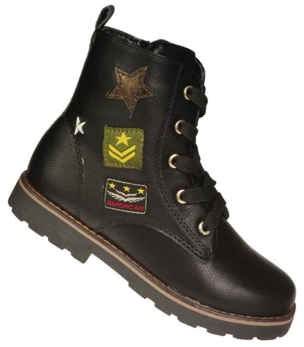 Children's winter shoes American Club BAB-17182E black and navy blue, size 27-31