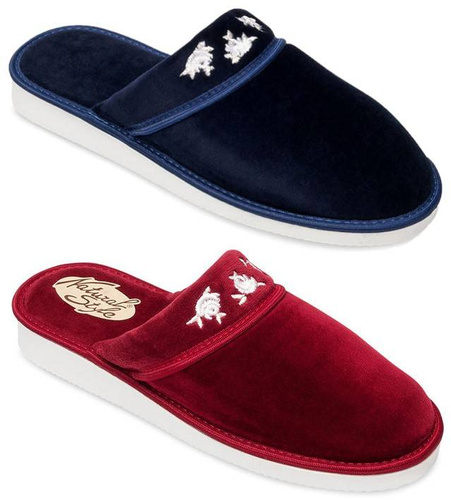 Pantofle damskie Meteor RV059 HALINA granatowe i bordowe rozm.36-40