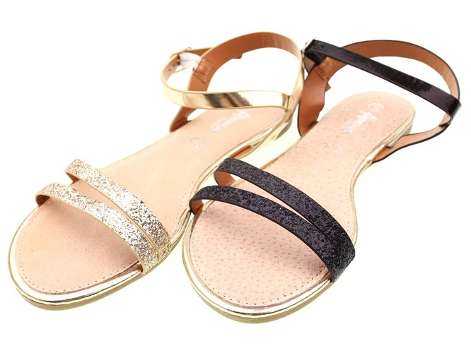 Women's sandals American Club D-07170628-2 gold and black, size 36-41