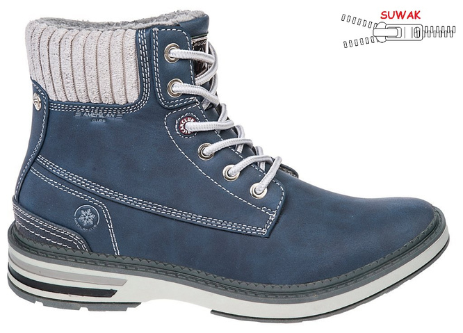 Children's winter shoes American Club CRH-43 gray and navy blue, size 32-36