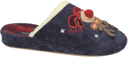 American Club DSL-12 women's textile slippers, red and navy blue, sizes 37-41