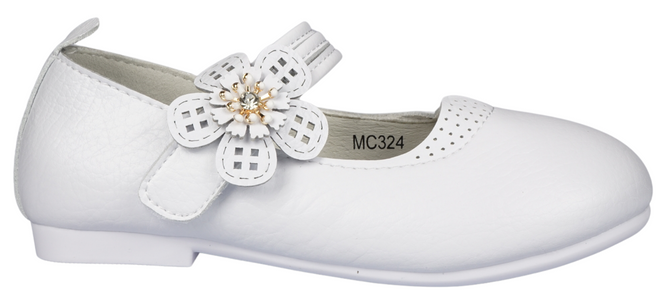 Apawwa AMC323WH children's ballet flats, white, sizes 20-25