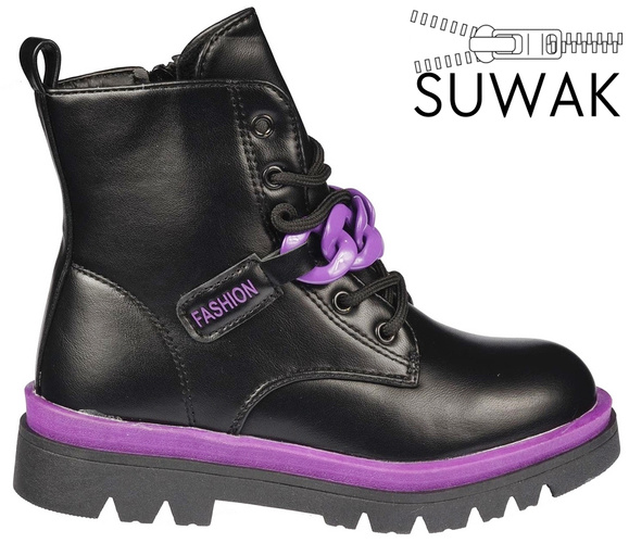 Children's winter shoes Clibee BA134BLPU black and purple size 27-32