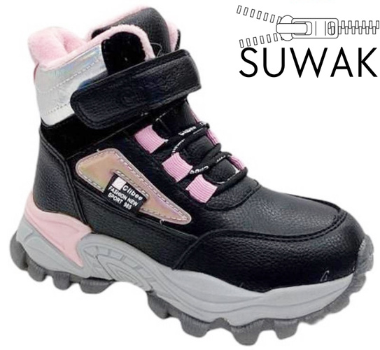 Children's winter shoes Clibee BH-275BLPI black and pink size 26-31