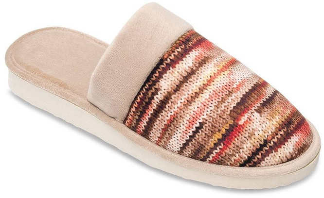 Pantofle damskie Meteor DV077 IWONA granatowe, beżowe i różowe rozm.36-40