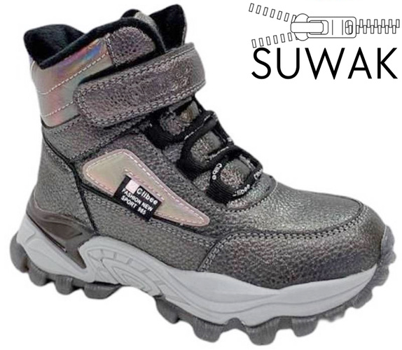 Children's winter shoes Clibee BH-275GUBL gray-black size 26-31