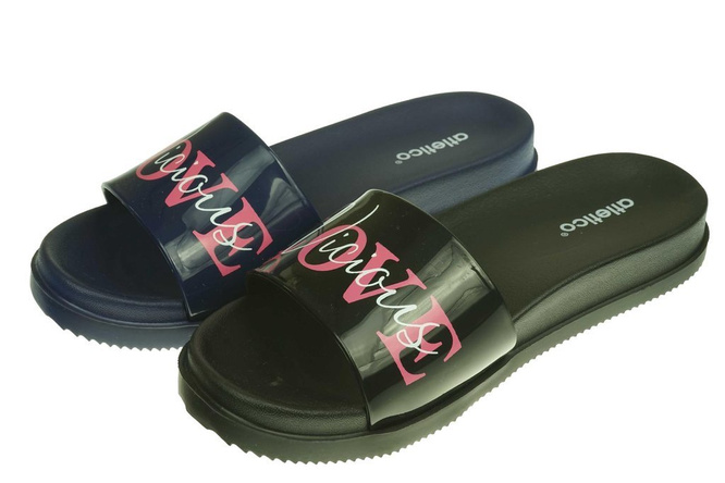 Klapki basenowe damskie Atletico DE7159-A60S granatowe i czarne rozm.36-41