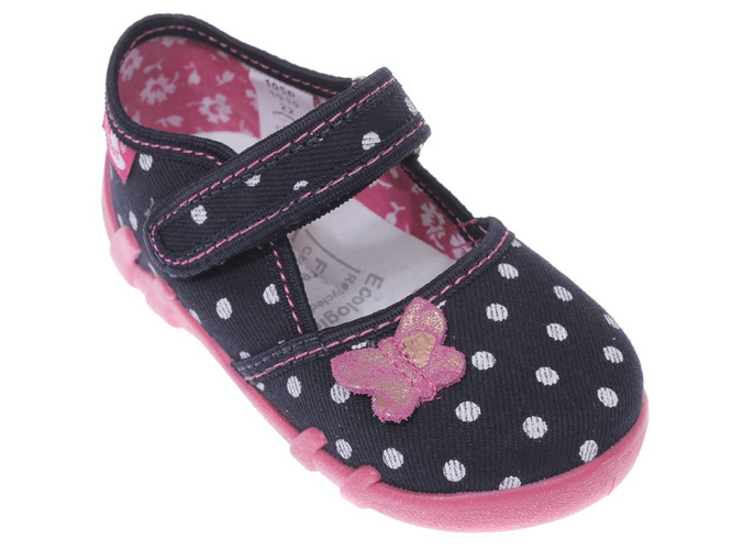 Tenisówki dziecięce na pary Ren But MOTYL KROPKI granatowe rozm.21-27