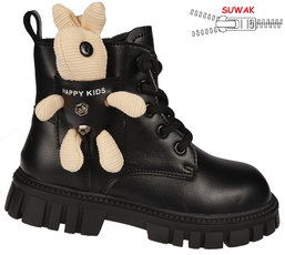 Apawwa CND741BL children's transitional shoes, black, sizes 32-37