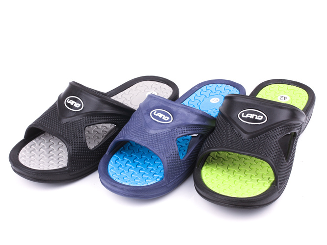 Lano oversized men's pool slippers NKL-0401 gray, blue and green, size 47-49