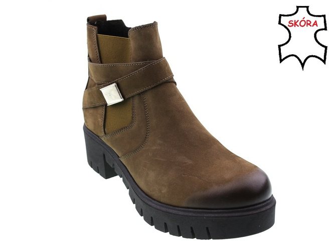 Buty zimowe damskie Bratbut-Natalii D289OLNU oliwkowe rozm.36-41