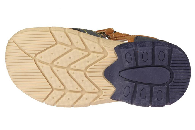 American Club BXD-138 children's sandals, navy blue and camel, sizes 28-32