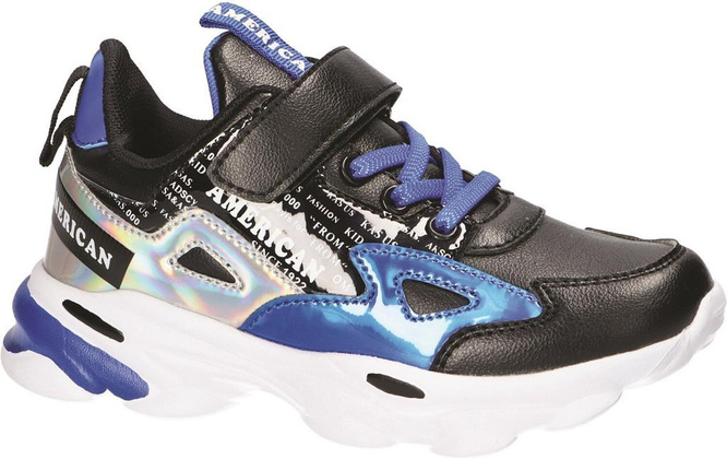 Buty sportowe dziecięce American Club BBD-04 niebieskie i czerwone holograficzne rozm.27-31