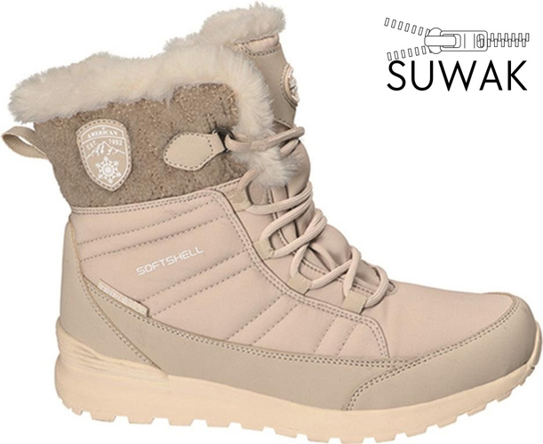 Śniegowce dziecięce American Club CSN-63 czarne i beżowe rozm.32-36