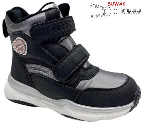 Obuwie zimowe dziecięce Clibee BH-278BLGU czarno-srebrne rozm.26-31