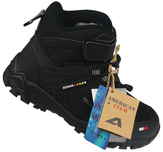 American Club CWT-65 children's winter shoes, black and navy blue, size 32-36