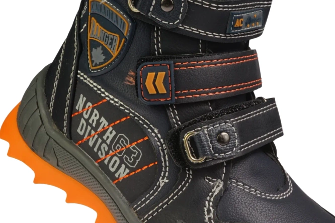 Children's winter shoes American Club B-86831 black and navy blue, size 24-28