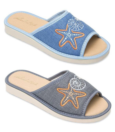 Women's slippers Meteor DV052 SHELL blue, gray and brown size 36-41