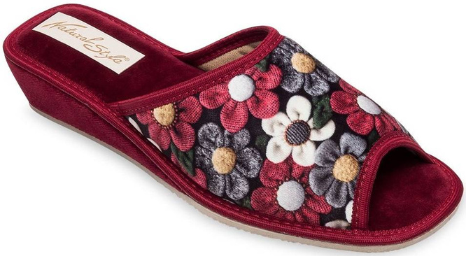 Pantofle damskie Meteor DV065 STOKROTKA czerwone, granatowe i fioletowe rozm.36-40