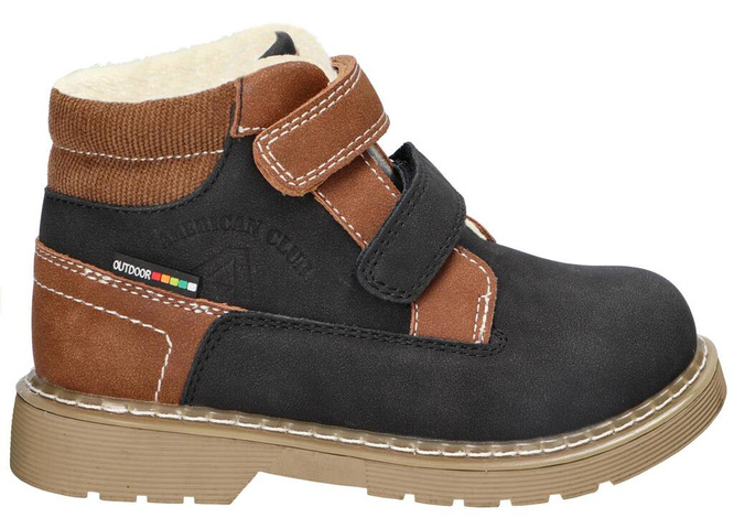 American Club BES-144 children's winter shoes, black and navy blue, sizes 25-29