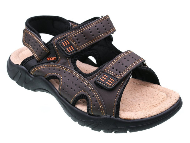 Fudali M9003BR men's sandals, brown, sizes 41-46