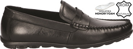American Club MCY-116 men's moccasins, black, sizes 41-45
