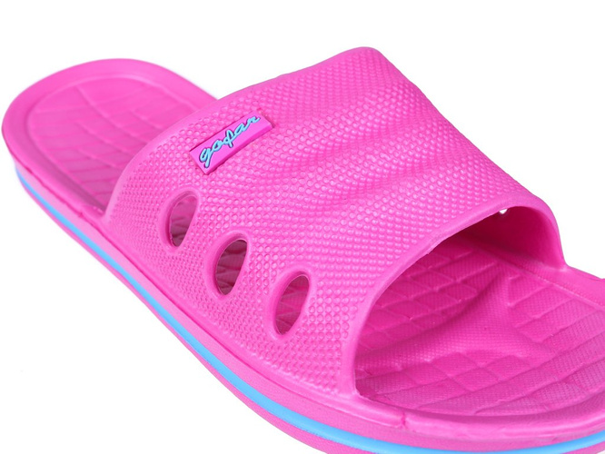Women's pool slippers Gofar DF2090B blue, pink, turquoise and black, size 36-41