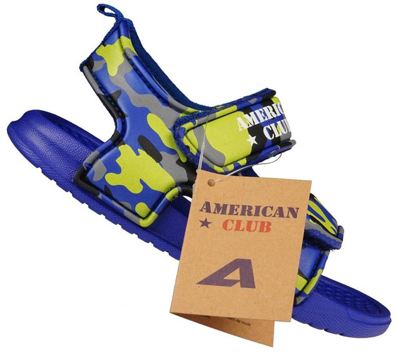 Sandały piankowe dziecięce American Club BNH-99 czarne i niebieskie rozm.24-28